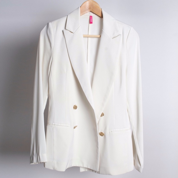 Pinkyotto Jackets & Blazers - PINKYOTTO White Blazer with Gold Nautical Buttons